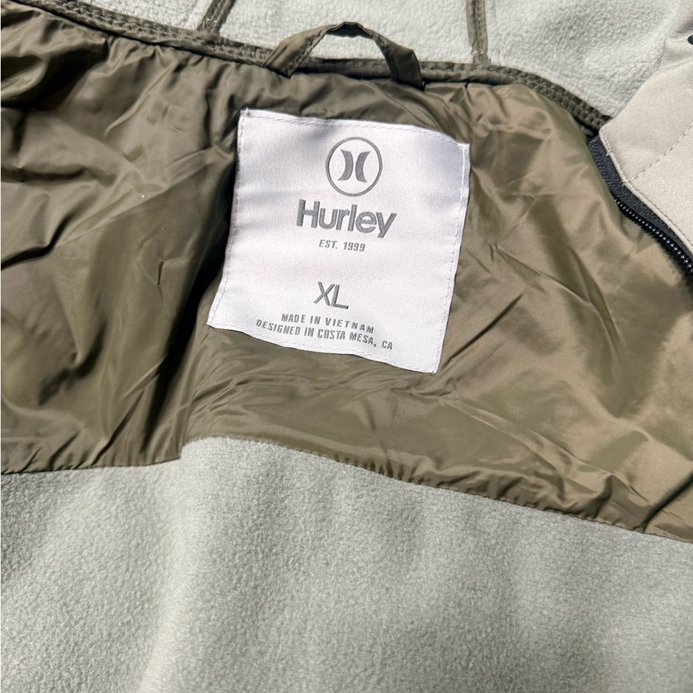 NWT Hurley Men's Jacket Army Green Windproof 3 Layer Tech. Full Zip Hooded Sz XL - Picture 3 of 7